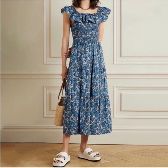 Sea New York Dresses & Skirts - SEA New York Lissa Liberty Ruffled Floral-Print Cotton-Voile Midi Dress